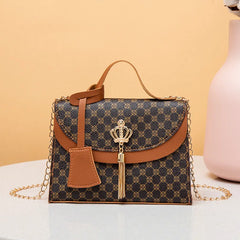 Women Bag Leather Tassel Small Square Shoulder Crossbody Bag