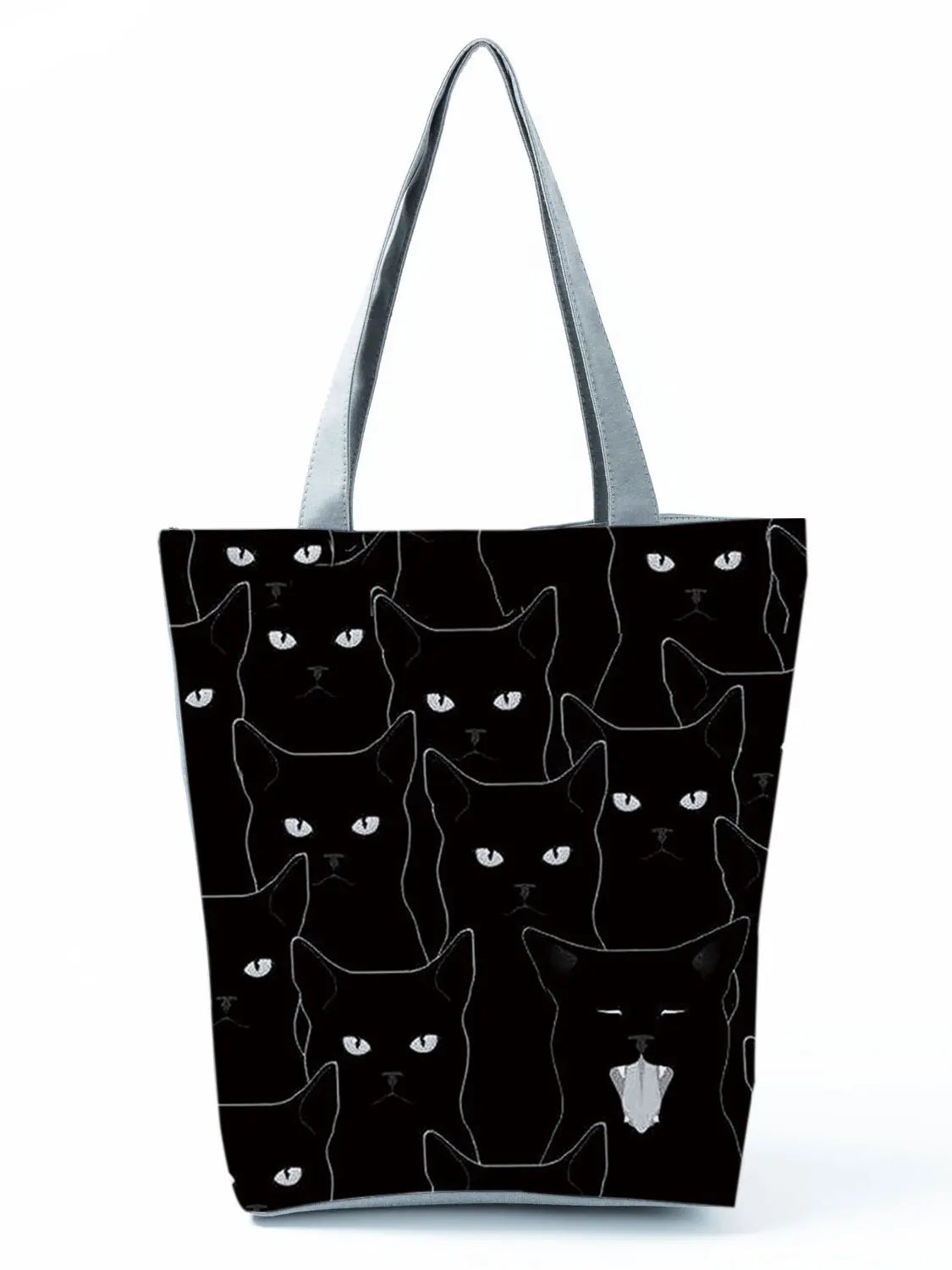 Cat Print Shopper Bag High Capacity Cartoon Handbag Reusable Shoulder Bags
