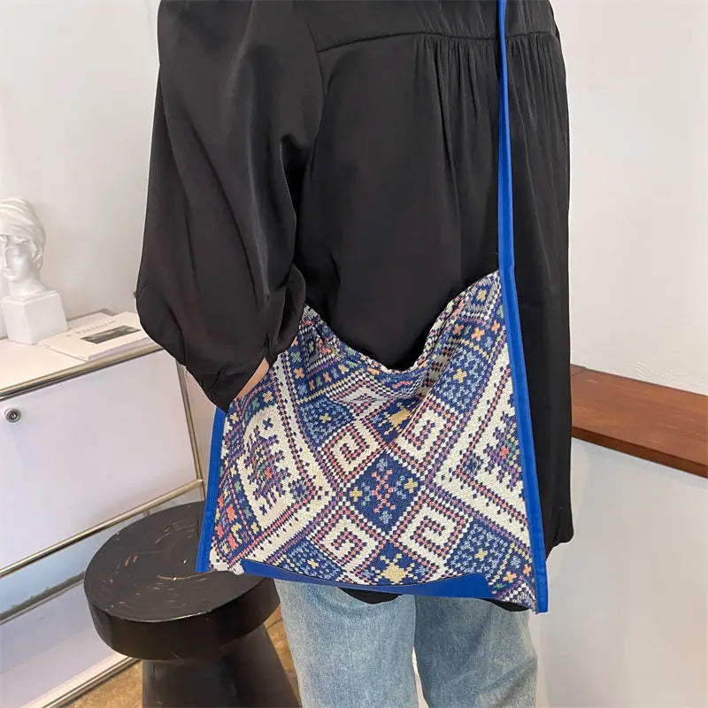 Bohemian Style Cotton Shoulder Bag for Women High-Capacity All-match Small Fresh