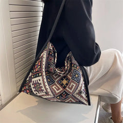 Bohemian Style Cotton Shoulder Bag for Women High-Capacity All-match Small Fresh