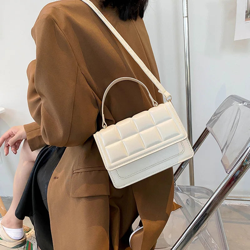 Embossed Small Square Shoulder Bag Crossbody Handbag