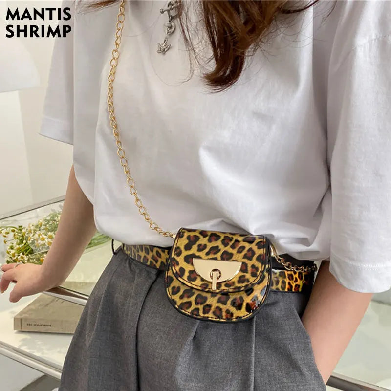 Leopard Print Waist Bag PU Belt Pack Shoulder Crossbody Messenger