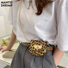 Leopard Print Waist Bag PU Belt Pack Shoulder Crossbody Messenger