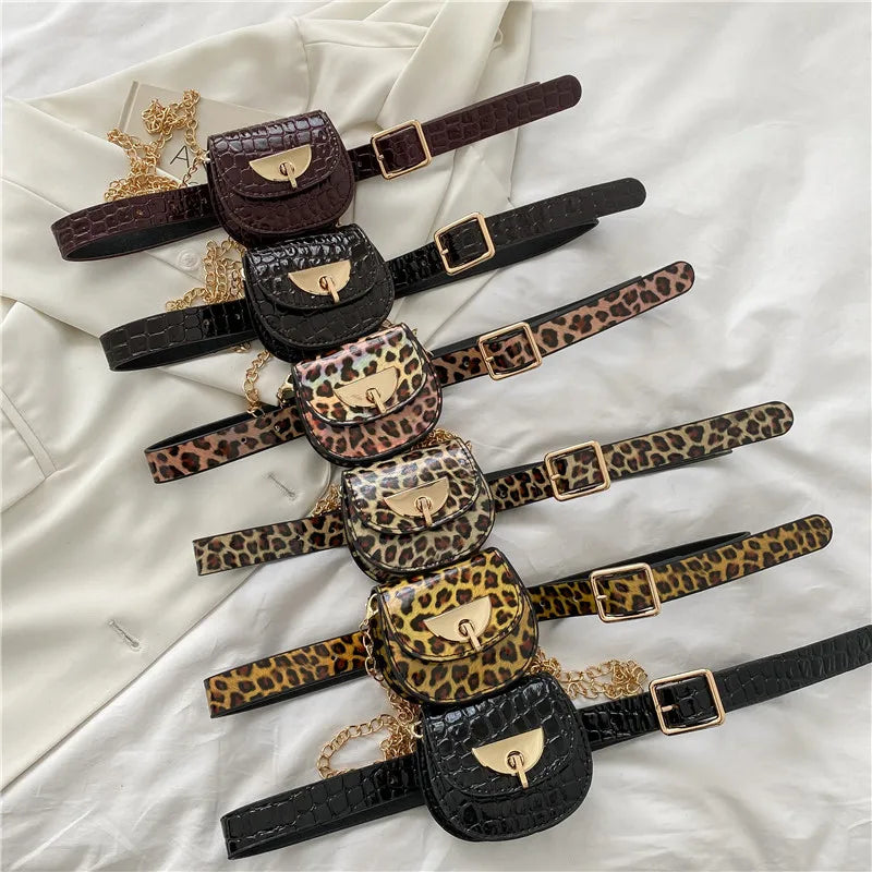 Leopard Print Waist Bag PU Belt Pack Shoulder Crossbody Messenger