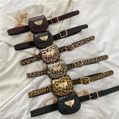 Leopard Print Waist Bag PU Belt Pack Shoulder Crossbody Messenger