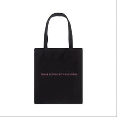 Canvas Treat People With Kindness Casual Big Capacity Shoulder Bag