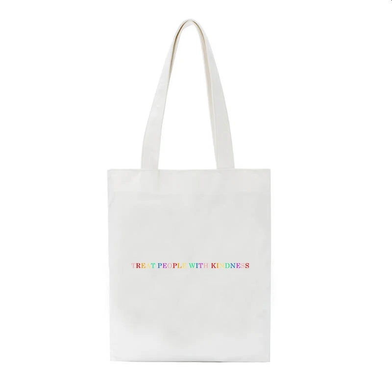 Canvas Treat People With Kindness Casual Big Capacity Shoulder Bag
