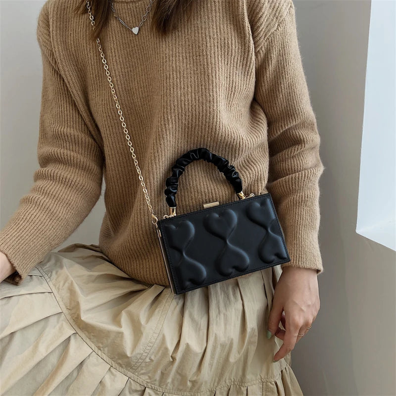 Women Metal Chain Shoulder Bag Clutch Purse Handbag