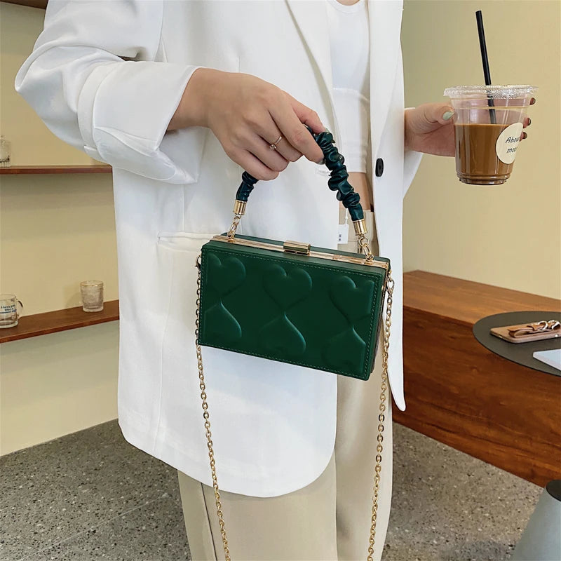 Women Metal Chain Shoulder Bag Clutch Purse Handbag
