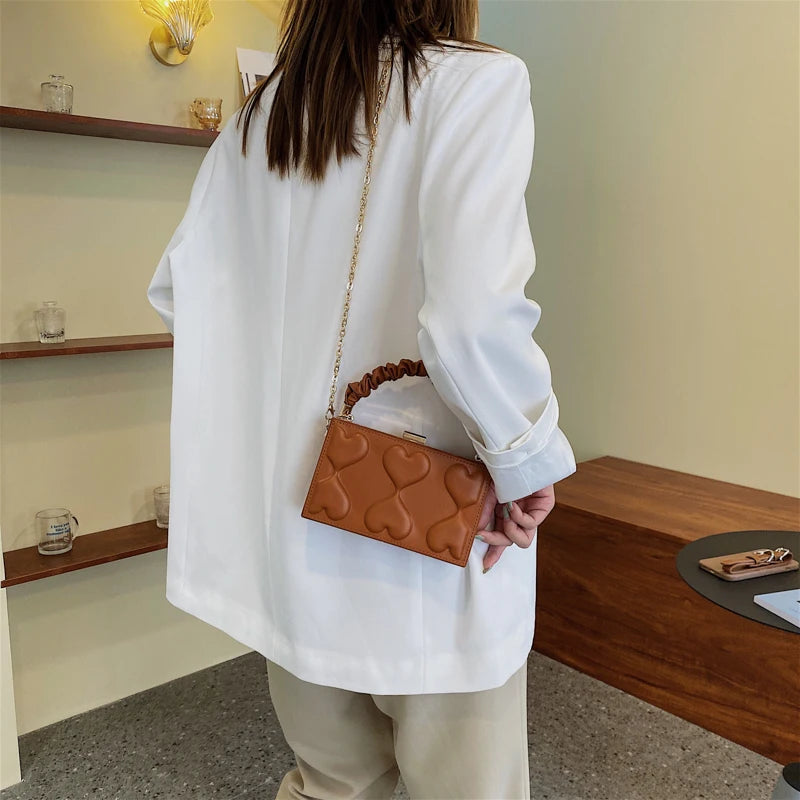 Women Metal Chain Shoulder Bag Clutch Purse Handbag