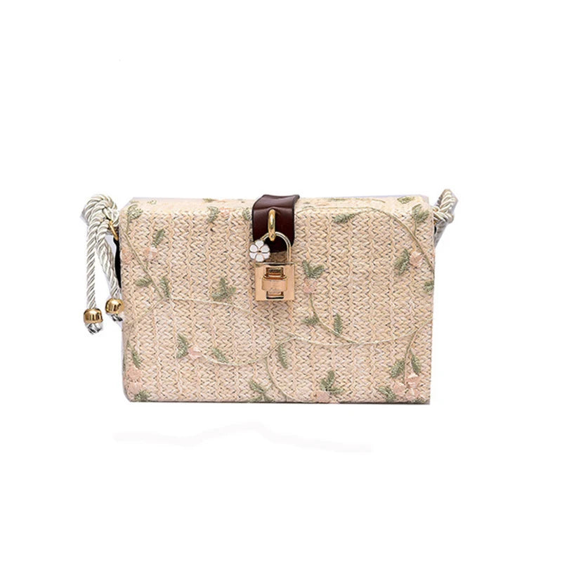 Women Straw Crossbody Bag Small Shoulder Mini Pur
