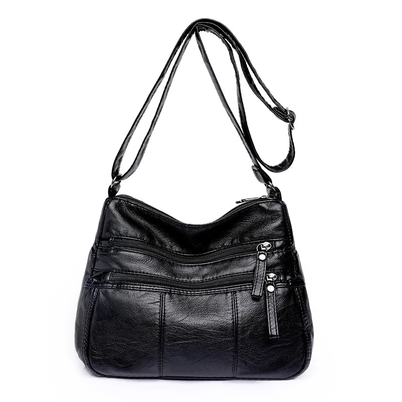 Soft Leather Crossbody Bag for Women's Shoulder with Pocket