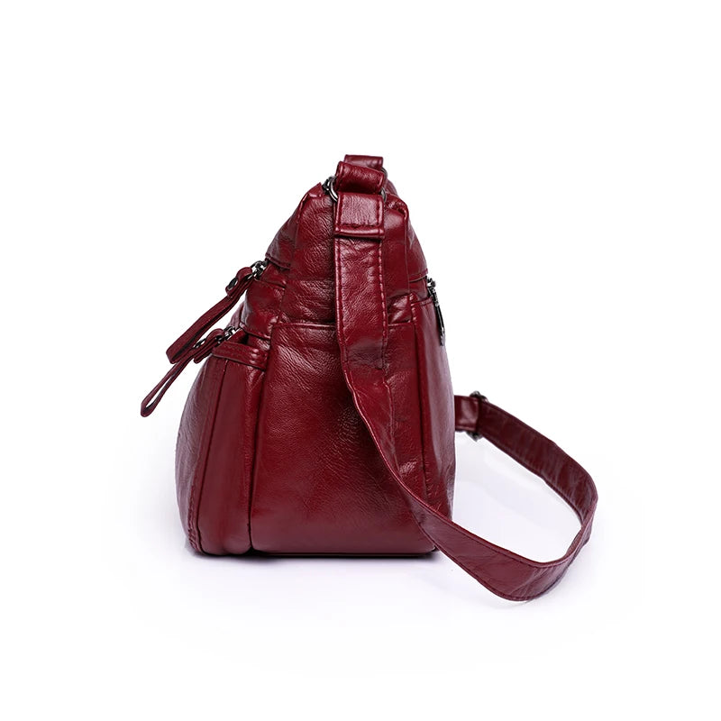 Soft Leather Crossbody Bag for Women's Shoulder with Pocket