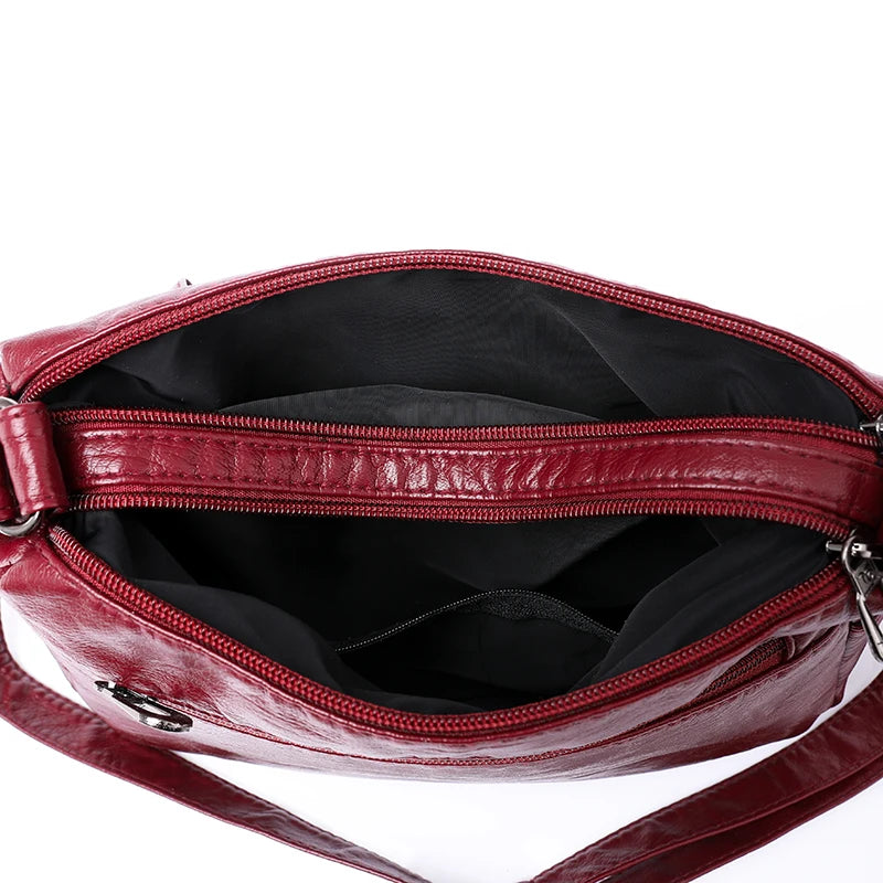 Soft Leather Crossbody Bag for Women's Shoulder with Pocket