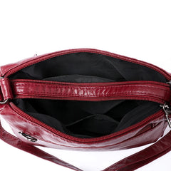 Soft Leather Crossbody Bag for Women's Shoulder with Pocket