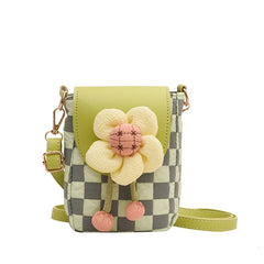 Women Bag Plaid Flower Shoulder Japan Cloth Student Girl Messenger Crossbody Bag