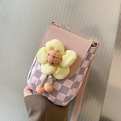 Women Bag Plaid Flower Shoulder Japan Cloth Student Girl Messenger Crossbody Bag