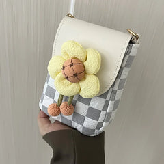 Women Bag Plaid Flower Shoulder Japan Cloth Student Girl Messenger Crossbody Bag