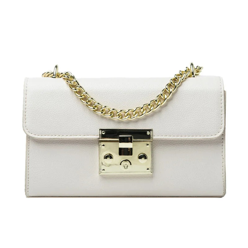 Women Bag Lock Single Shoulder Messenger Small Square Bag Solid Retro Bag