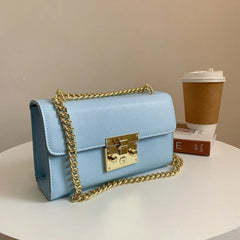 Women Bag Lock Single Shoulder Messenger Small Square Bag Solid Retro Bag