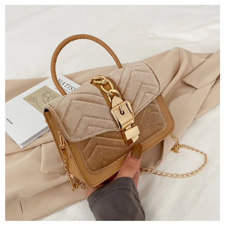 Corduroy Women's Small Square Shoulder Messenger Crossbody Bag