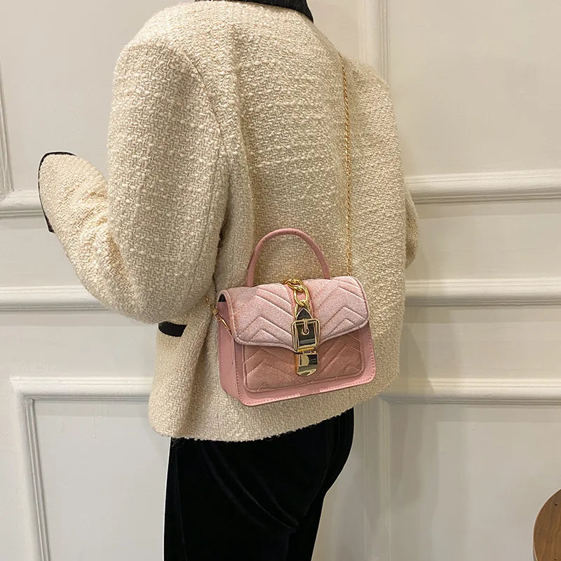 Corduroy Women's Small Square Shoulder Messenger Crossbody Bag