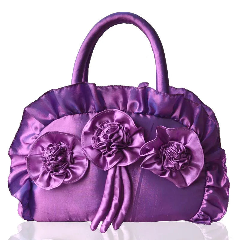 Women Bag Flowers Ethnic Retro Pleated Handbag