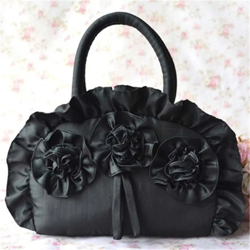 Women Bag Flowers Ethnic Retro Pleated Handbag