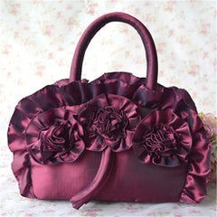 Women Bag Flowers Ethnic Retro Pleated Handbag