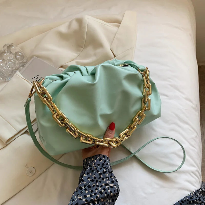 Women Fold Chain Crossbody Shoulder Handbag