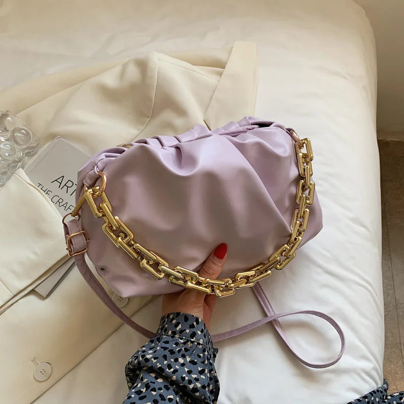 Women Fold Chain Crossbody Shoulder Handbag