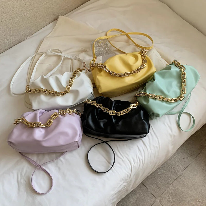 Women Fold Chain Crossbody Shoulder Handbag
