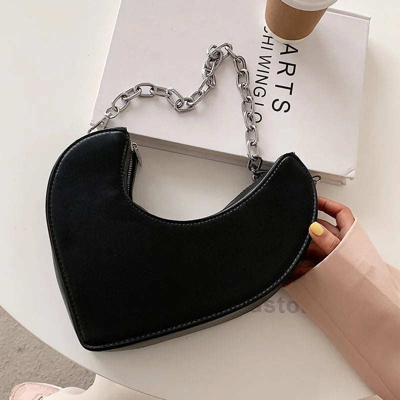 Women Heart Shoulder Pouch Handbags Small Clutch Chain Crossbody Satchel Bags