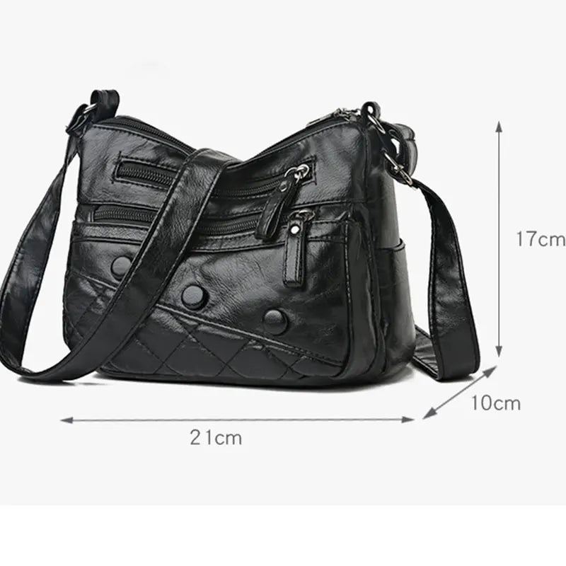 Women Bag Soft Leather Shoulder Bags Multi-Layer Crossbody Bag