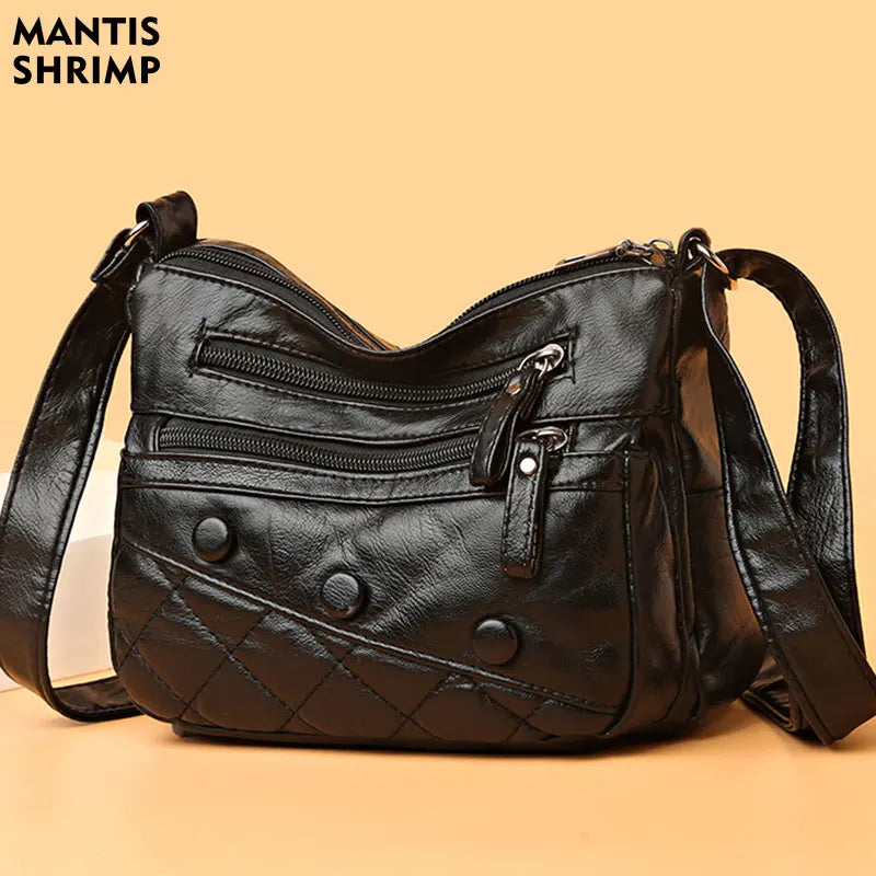 Women Bag Soft Leather Shoulder Bags Multi-Layer Crossbody Bag