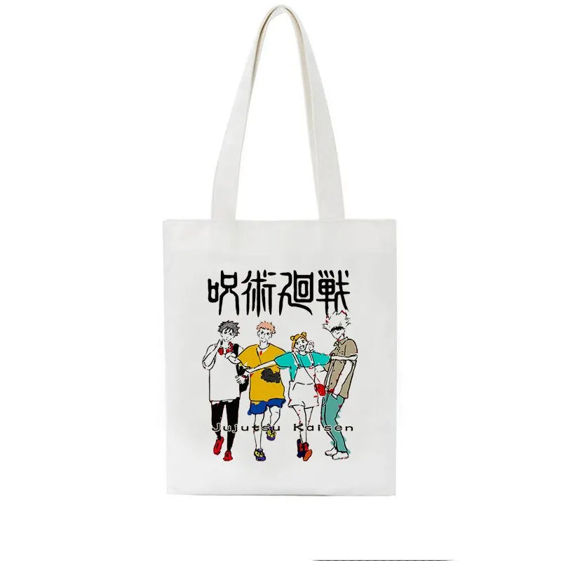 Jujutsu Kaisen Canvas Women Shoulder Bag Anime Ins Harajuku Vintage Shopper