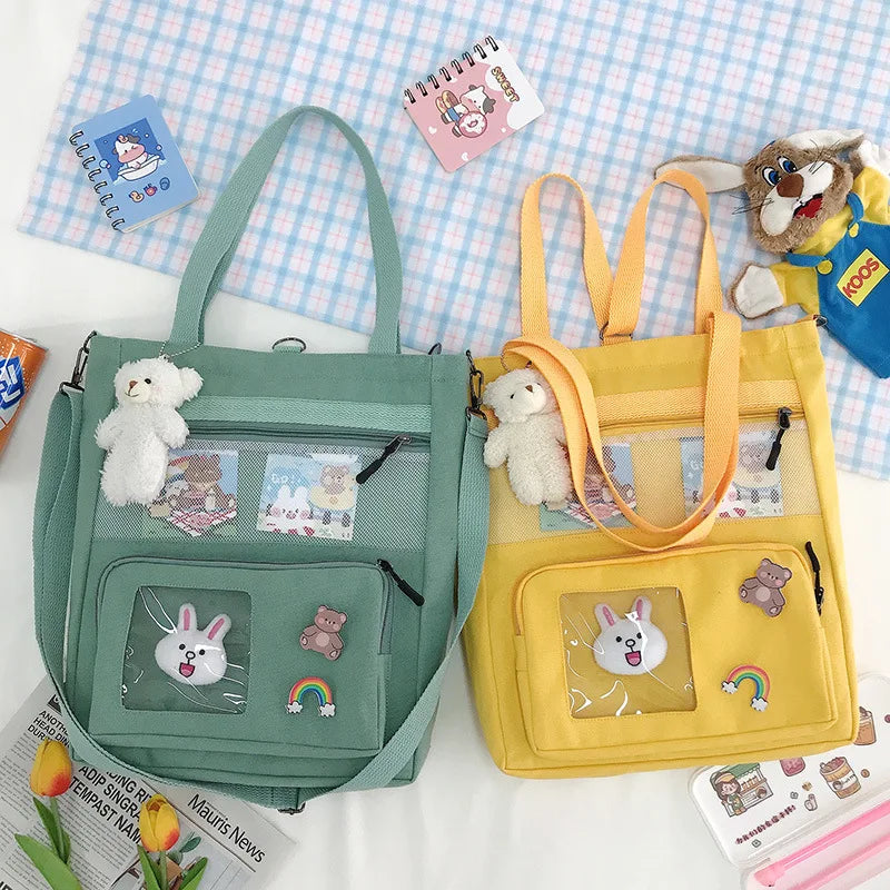 Korea Japan Canvas Backpack School Bag Shoulder Messenger Handbag