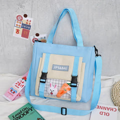 Canvas Shoulder Bag for College Student School Girls