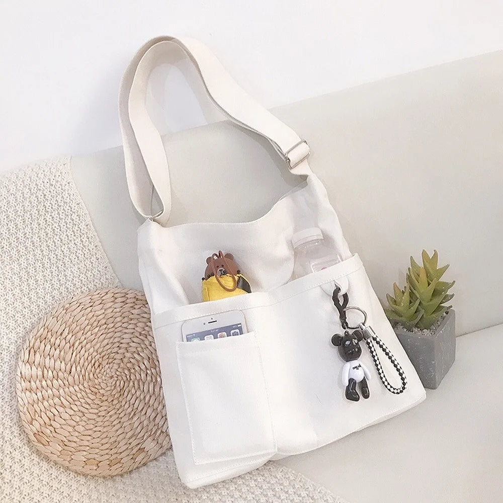 Korea Japanese Canvas Shoulder Bag Art Satchel