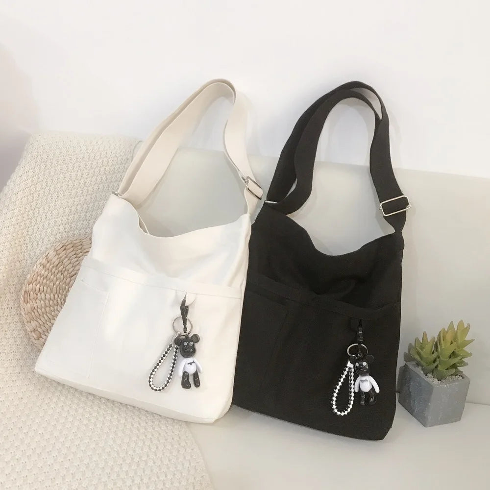 Korea Japanese Canvas Shoulder Bag Art Satchel