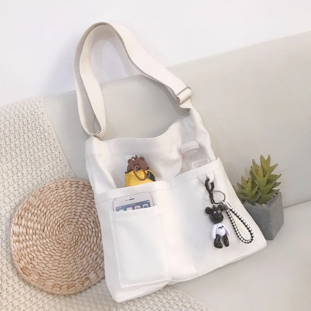 Korea Japanese Canvas Shoulder Bag Art Satchel