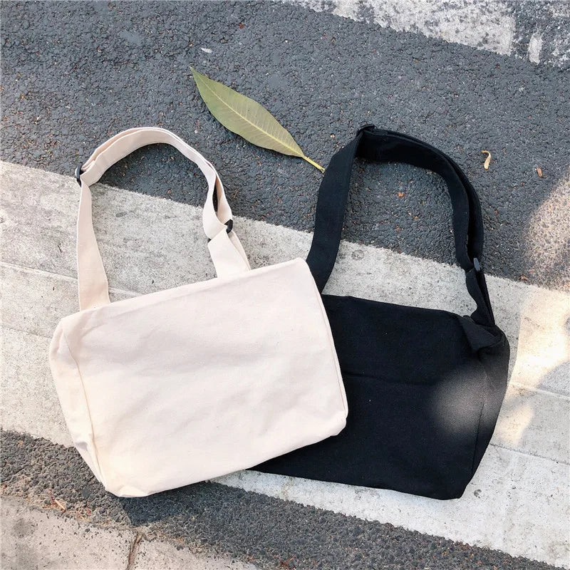 Canvas Bucket Bag Zipper Shoulder Crossbody Travel Bag