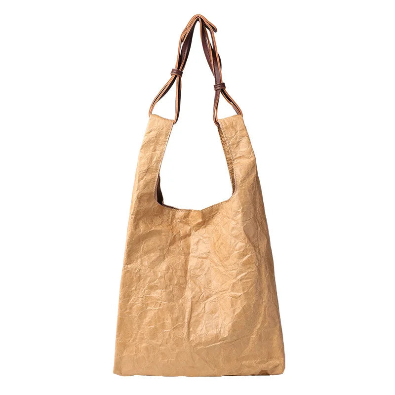 Women Bag Casual Vintage Bucket Solid Hasp SOFT Paper Shoulder Bags Handbags