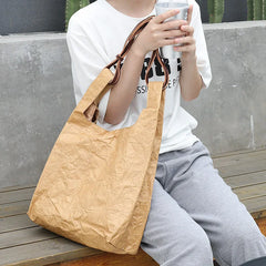 Women Bag Casual Vintage Bucket Solid Hasp SOFT Paper Shoulder Bags Handbags