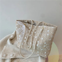 Women Bag Lace Fairy Bags Shoulder Bags Woven Bucket Bags