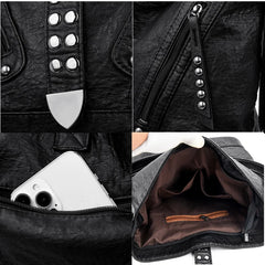 Large Capacity Rivet Leather Crossbody Bag Ladies Tote 3 In 1 Women Backpack