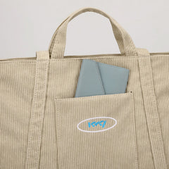 Women Corduroy Tote Bag Large Capacity Shoulder Handbag