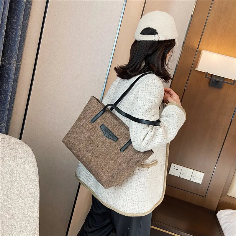 Large Capacity Cotton Linen Tote Bag Casual Female Shopping Handbag