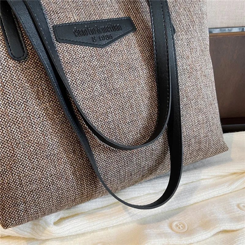 Large Capacity Cotton Linen Tote Bag Casual Female Shopping Handbag