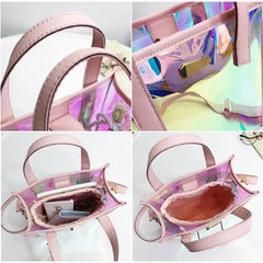Laser Reflective Women's Shoulder Bag Transparent Beach Satchel